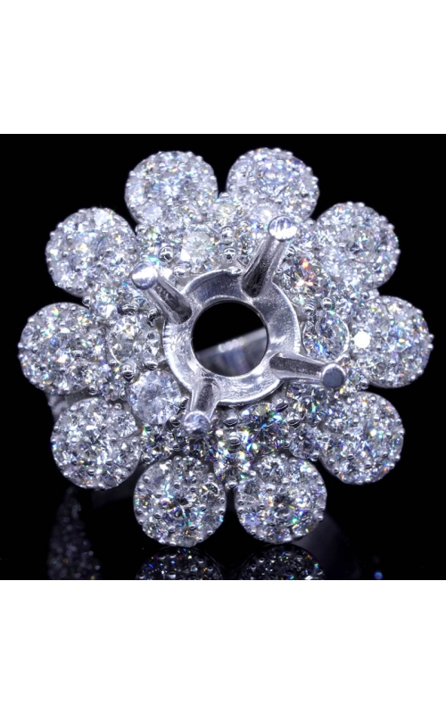 Semi-Mount 10 Petal Diamond Ring (fits 3ct center)