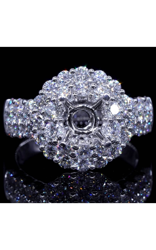 Semi-Mount Double Halo Diamond Ring (fits 1ct center)