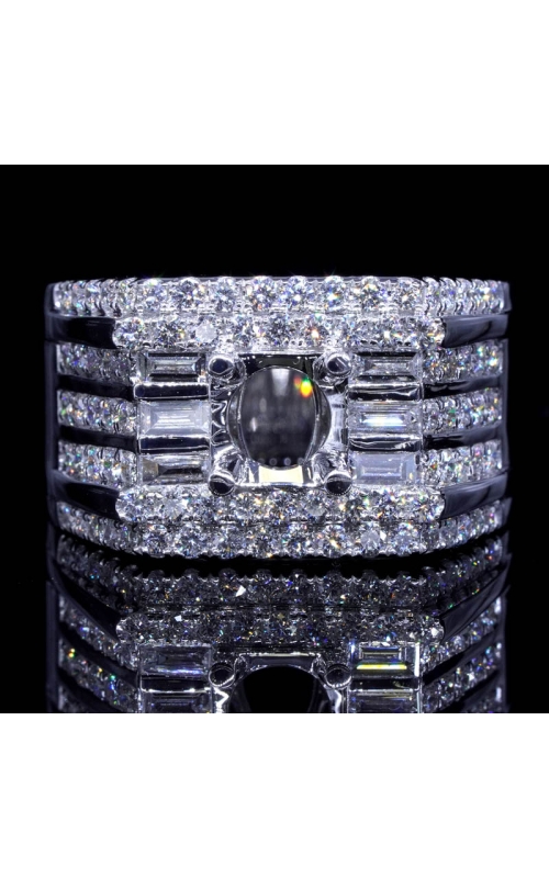 Semi-Mount Six Emerald-Cut Diamond Ring (fits 1ct center)