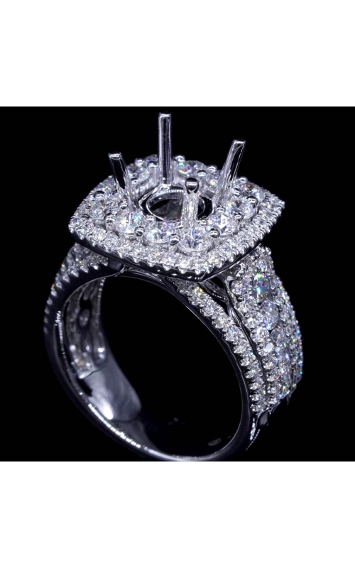 Square Design Semi-Mount Diamond Ring (fits 1.75ct center)
