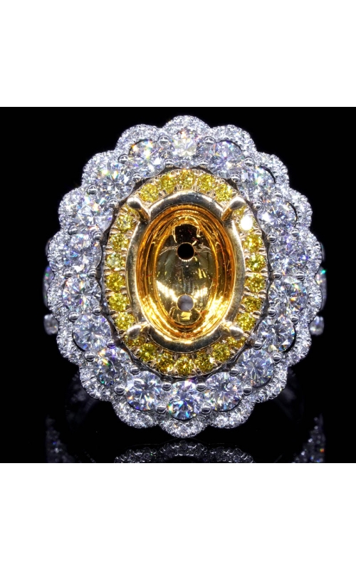 Two Tone Oval Design Semi-Mount Diamond Ring
