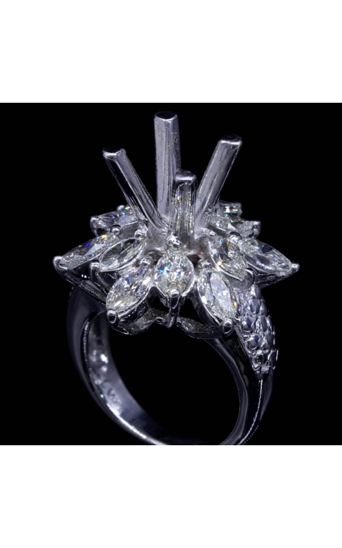 Semi-Mount 12 Stone Marquise Diamond Ring (fits 1.25ct center)