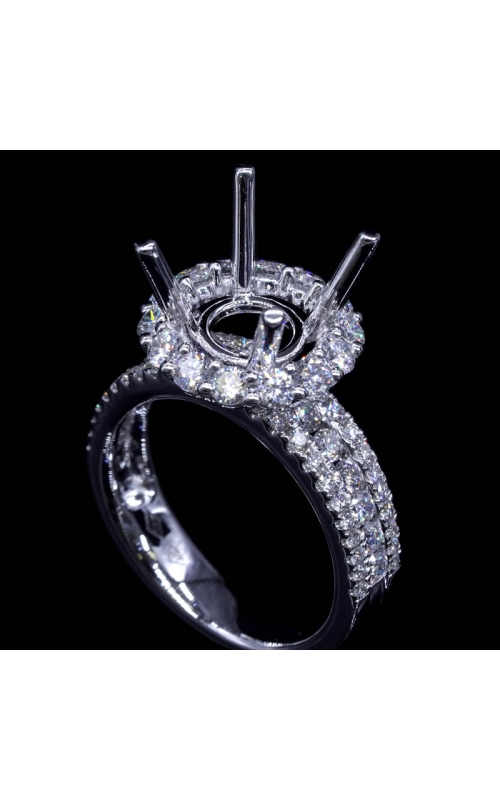14 Stone (2.4mm each) Semi-Mount Diamond Halo Ring (fits 3ct center)
