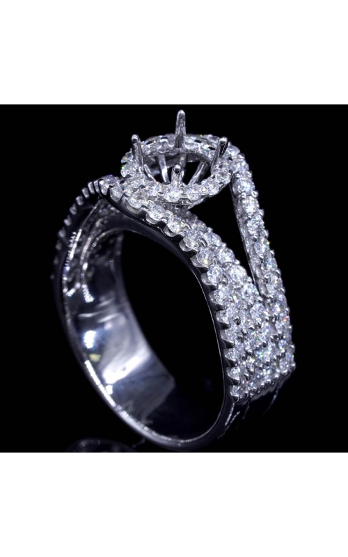 Semi-Mount Four Row Diamond Halo Ring (fits 0.8ct center)
