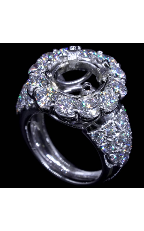 Semi-Mount 12 Stone (4mm each) Diamond Halo Ring (fits 3.5ct center)
